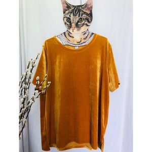 Old Navy Mustard Faux-Velvet T Shirt